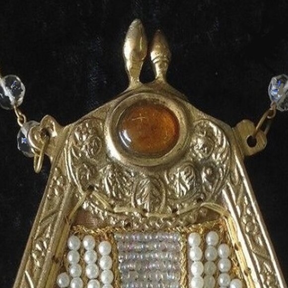 Amazing True Vintage 1920s Art Nouveau Chatelaine Bag w/ Pearls and Crystals - Picture 6 of 9